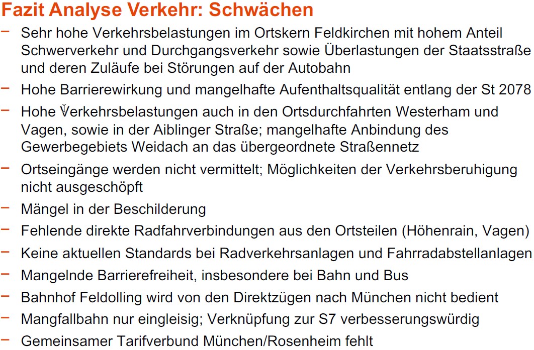 Verkehr Analyse Schwächen 1